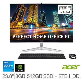Acer C24-1651, Intel Core i5, 8GB RAM, 512GB SSD + 2TB HDD, NVIDIA GeForce MX450, 23.8 Inch All in One Desktop PC, DQ.BG9EK.00B