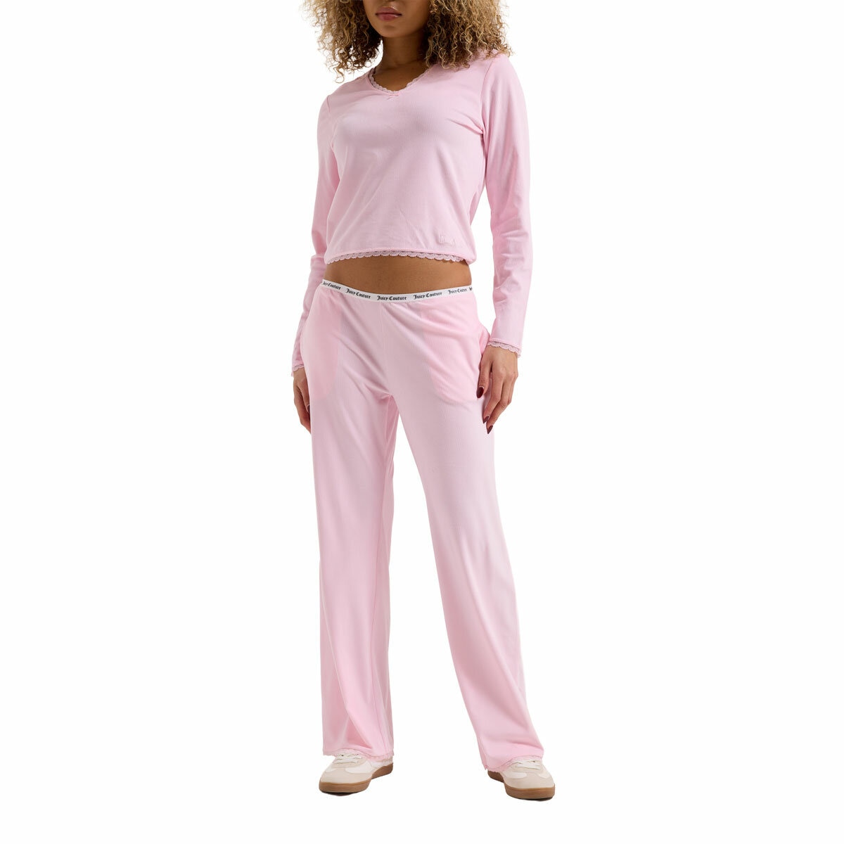 Juicy Couture Ladies 2 Piece Waffle Lounge Set in Pink