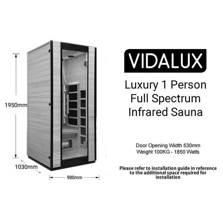 Vidalux Platinum 1 Person Infrared Indoor Sauna