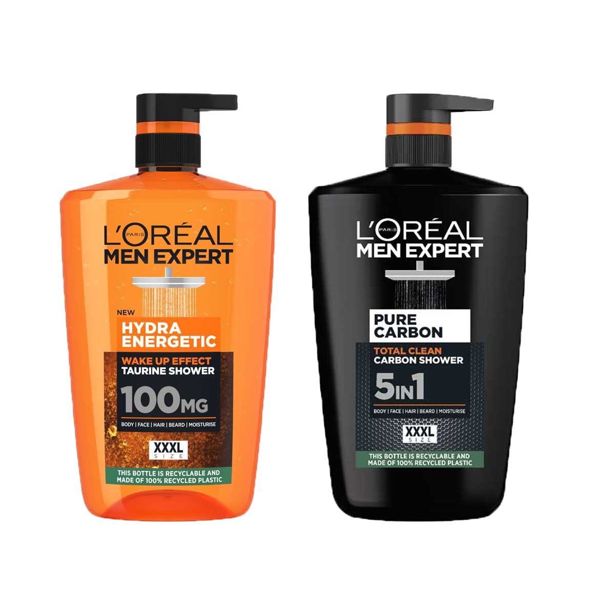 Loreal Men Expert Carbon / Hydra Energetic Shower Gel, 2 x 1L