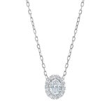 0.40ctw Oval Cut Diamond Halo Pendant, 14ct White Gold