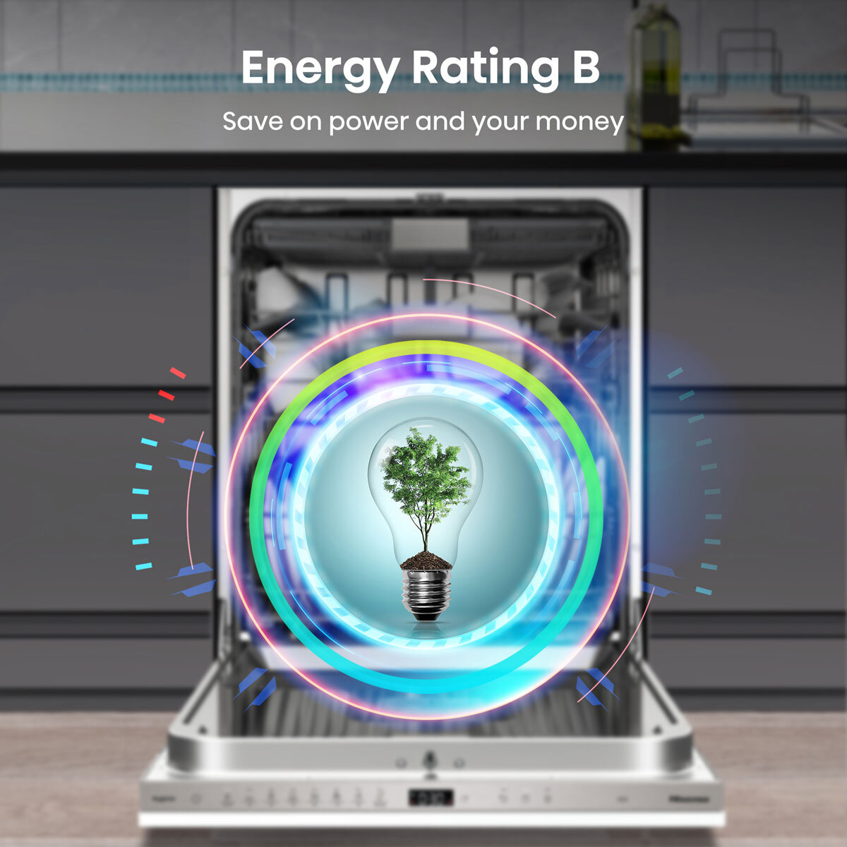 Hisense HV673B60UK Fully Integrated Dishwasher, B Rated in White