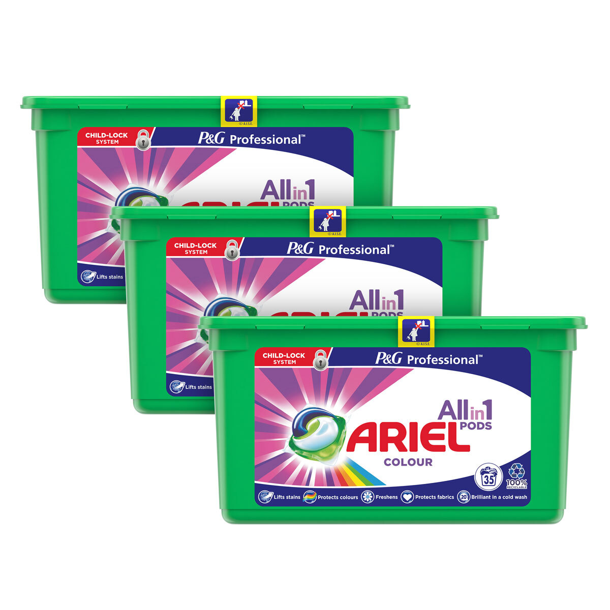 Ariel 3 in 1 Colour Liquitabs, 3 x 35 Pack
