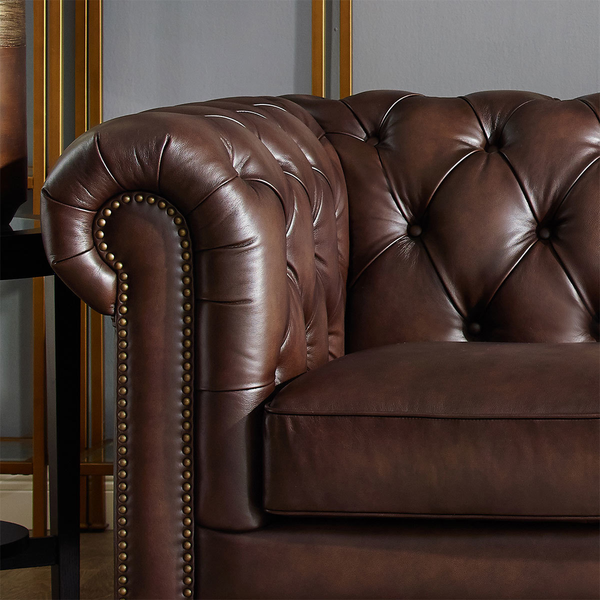 Allington Brown Leather Chesterfield Armchair