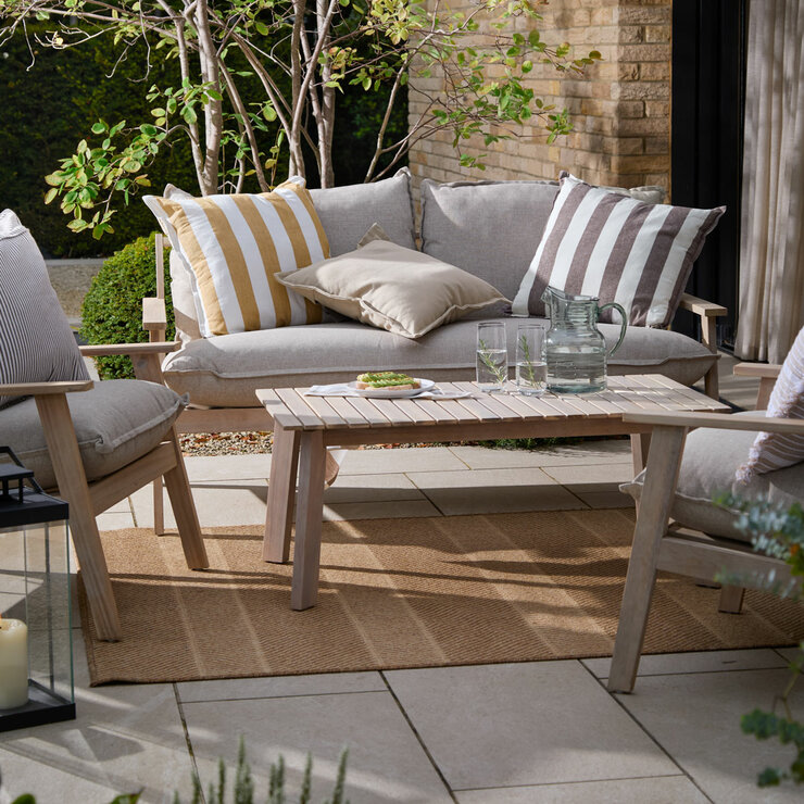 Yard Hayle Brown Striped Indoor Outdoor Cushion, 50 x 50 cm