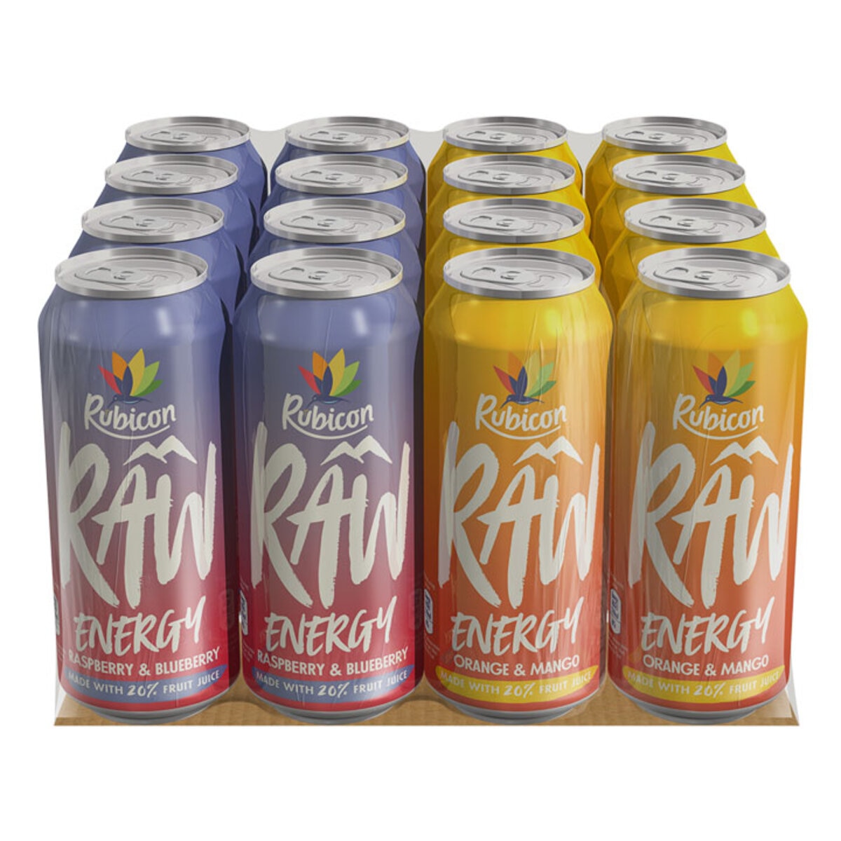 Rubicon RAW Energy Drink Mixed Pack, 16 x 500ml Costco UK