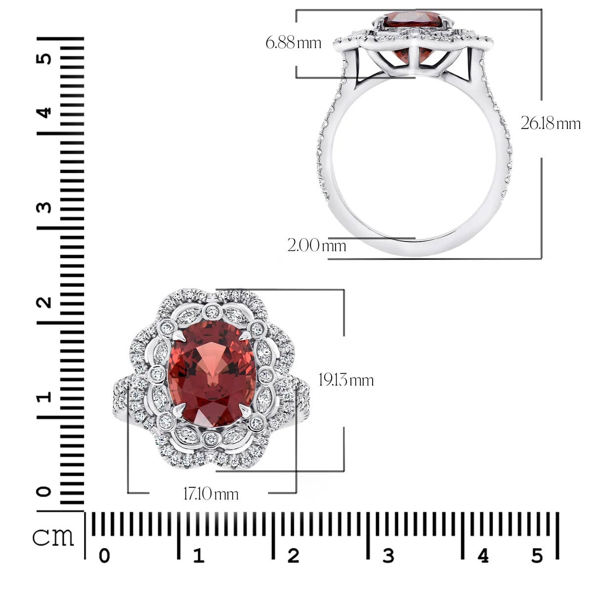Oval Cut Spinel & 0.80ctw Diamond Halo Ring, Platinum