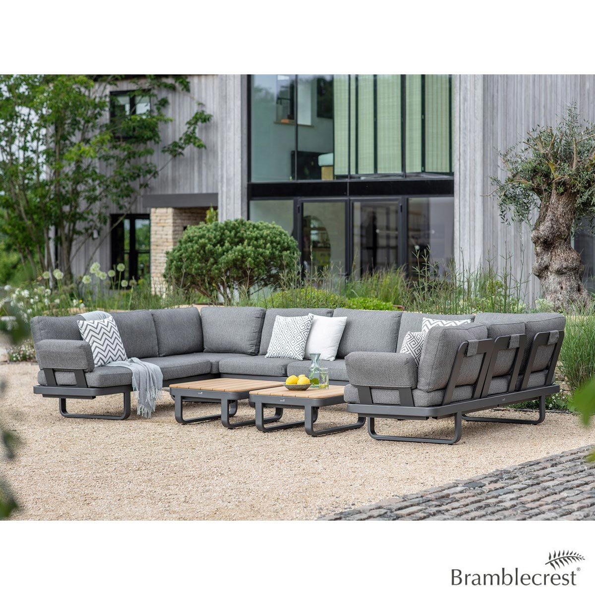 Montpellier U-Shape Modular Sofa with 2 Teak Coffee Table