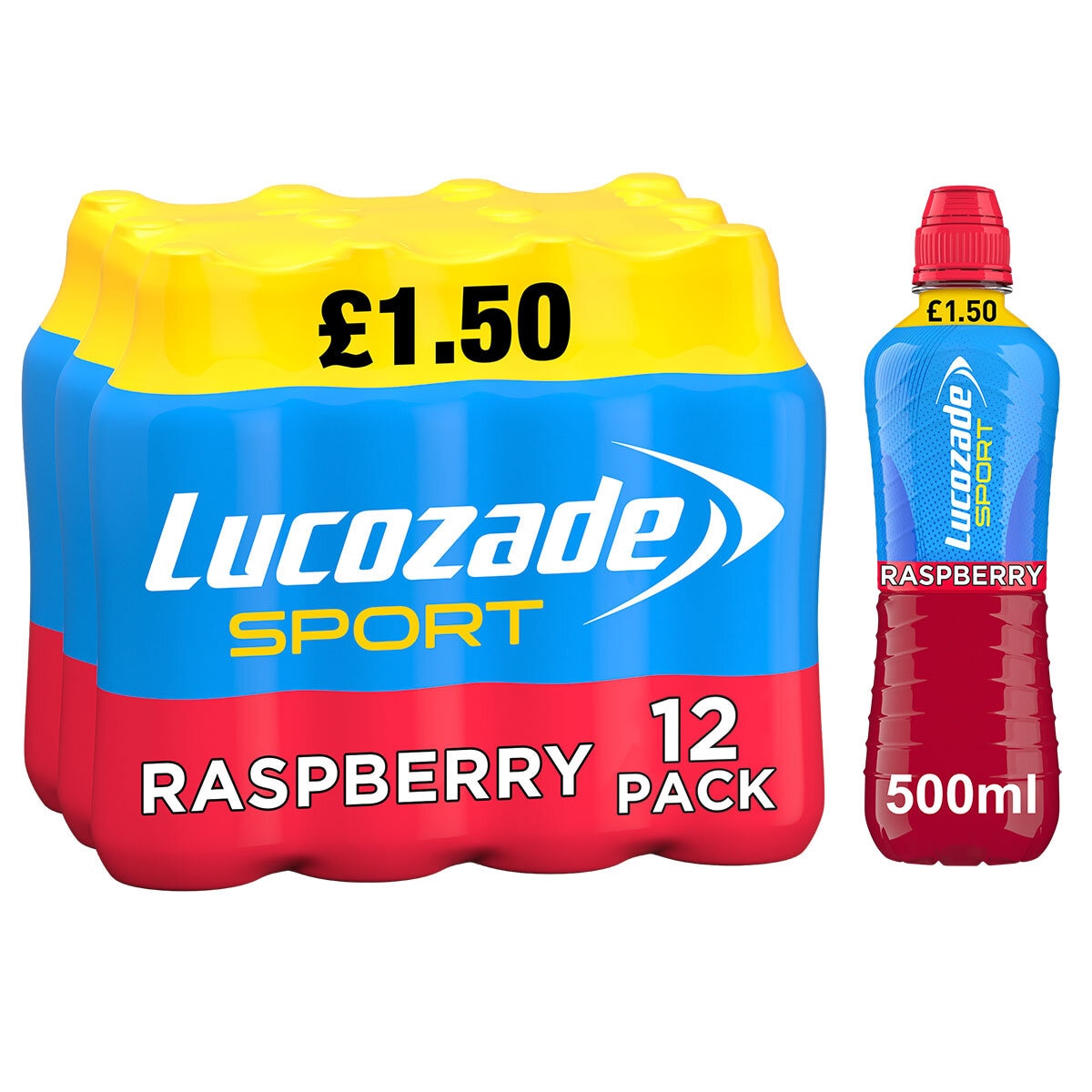 Lucozade Sport Raspberry PMP £1.50, 12 x 500ml