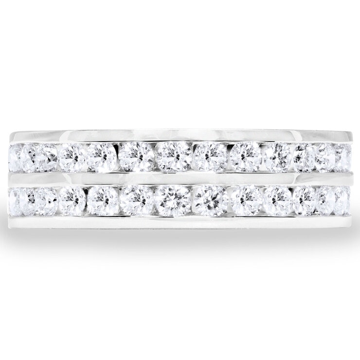1.00ctw Round Brilliant Cut 2 Row Diamond Ring, 18ct White Gold 1.00ctw Round Brilliant Cut 2 Row Diamond Ring, 18ct White Gold