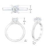 1.00ct Asscher Cut Diamond Solitaire Ring, Platinum