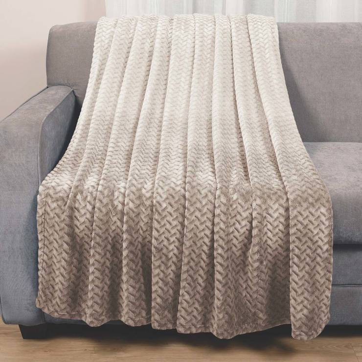 Life Comfort Ombre Jacquard Throw in Taupe, 152 x 177 cm Costco UK