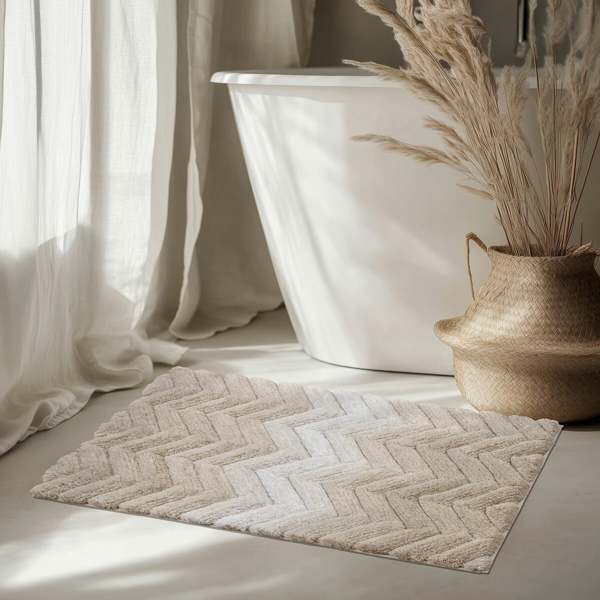 Riviera Home Chevron Taupe Ombre Bath Mat, 55 x 91 cm