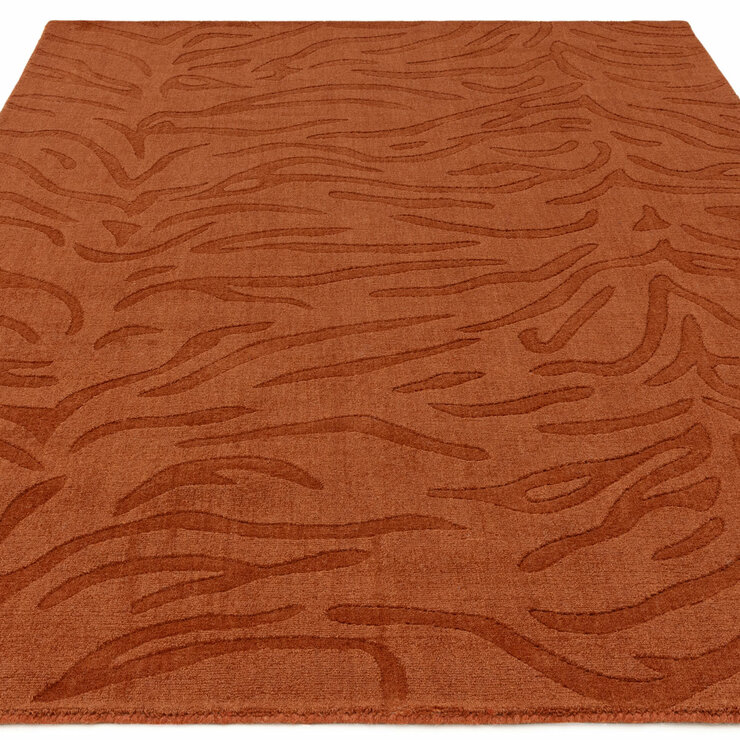 Asiaitc Tigra Rug in burnt orange colour with tiger print pattern Asiaitc Tigra Rug in burnt orange colour with tiger print pattern