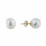 10.5-11mm Cultured Freshwater White Pearl Earrings, 14ct Yellow Gold 10.5-11mm Cultured Freshwater White Pearl Earrings, 14ct Yellow Gold