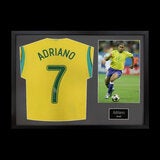 Adriano Signed Framed Brazil Football Shirt including 1 Photo in 2 Options: White or Black