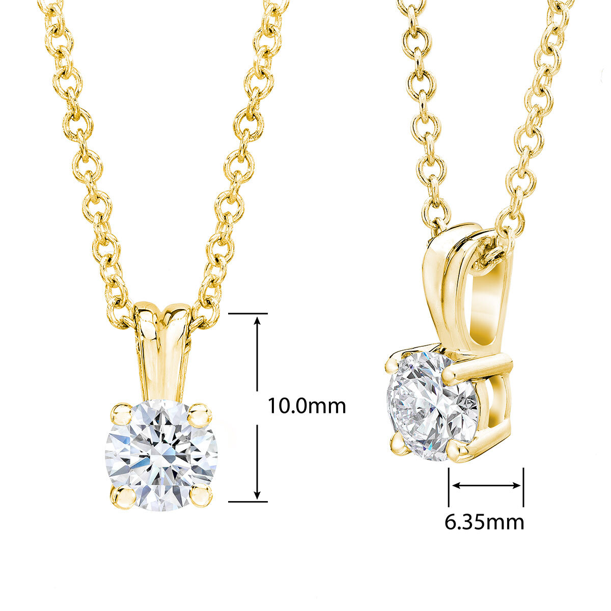 0.5ct Diamond Pendant, 18k Yellow Gold