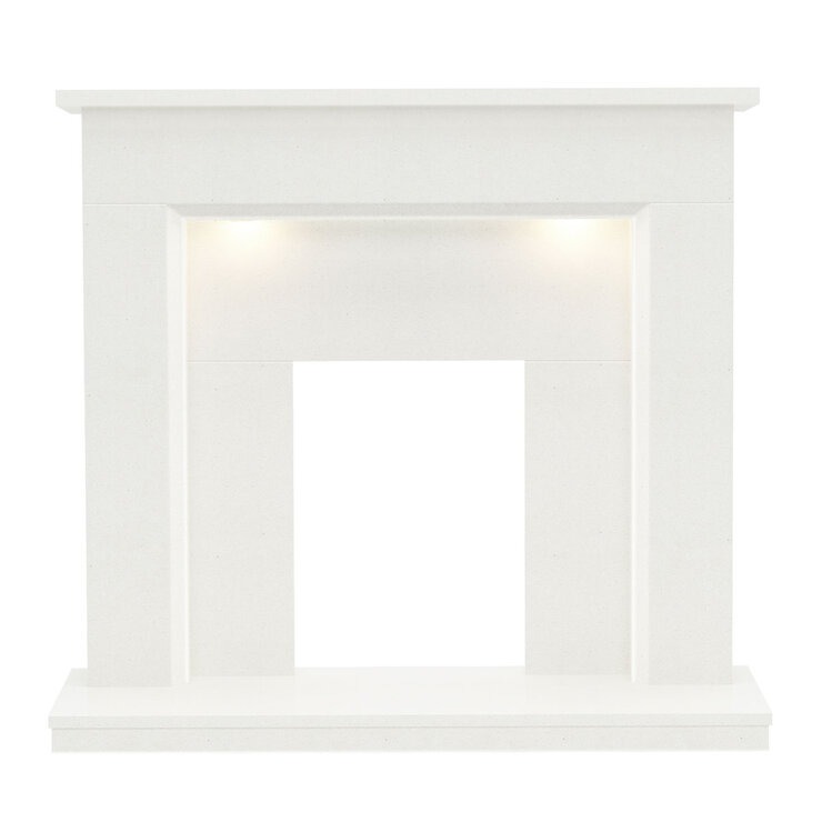 Flare Madalyn Electric Marble Fireplace Suite in White, 2kW