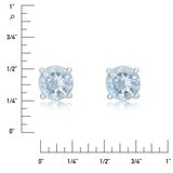 Round Cut Aquamarine Stud Earrings, 14ct White Gold