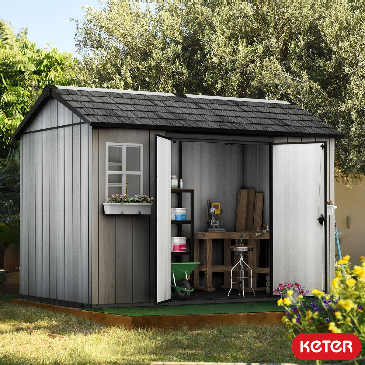 Keter Oakland My Shed 11ft x 7ft 6" (3.4 x 2.3m) Side Door Shed | Costco UK