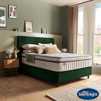 Silentnight Velvet 4 Drawer Divan Base with Slumber Headboard in 4 Colours & 3 Sizes