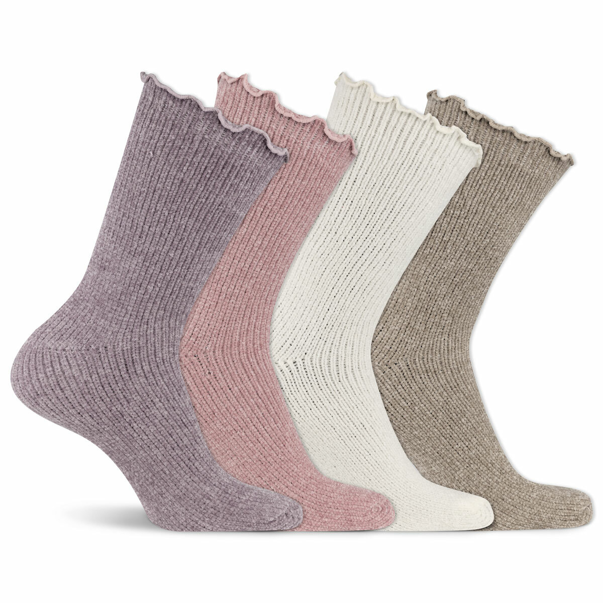 K Bell Ladies Chenille Socks, 4 Pack in Mixed Pastels K Bell Ladies Chenille Socks, 4 Pack in Mixed Pastels