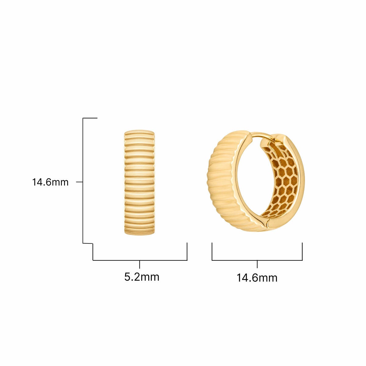 14ct Yellow Gold Line Hoop Earrings 14ct Yellow Gold Line Hoop Earrings