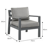 Stone Garden 4 Piece Deep Seating Corner Fire Patio Set in Grey