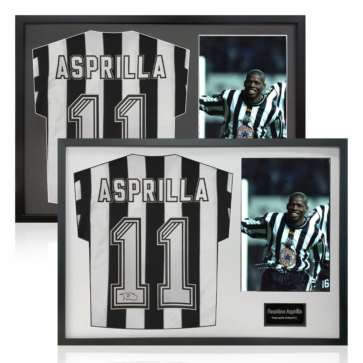 Faustino Asprilla Signed Shirt with 1 Photo in 2 Options Faustino Asprilla Signed Shirt with 1 Photo in 2 Options