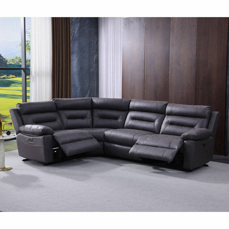 Lucca Grey Fabric Power Reclining Corner Sofa