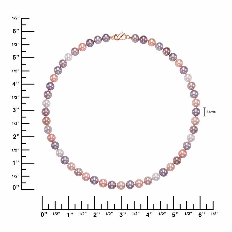8-8.5mm Freshwater Multi Pink Pearl Necklace, 14ct Rose Gold 8-8.5mm Freshwater Multi Pink Pearl Necklace, 14ct Rose Gold
