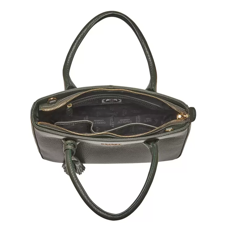 Osprey London Coast Leather Women's Grab Handbag, Forest Green