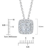 1.00ctw Princess & Round Brilliant Cut Diamond Halo Pendant, 14ct White Gold