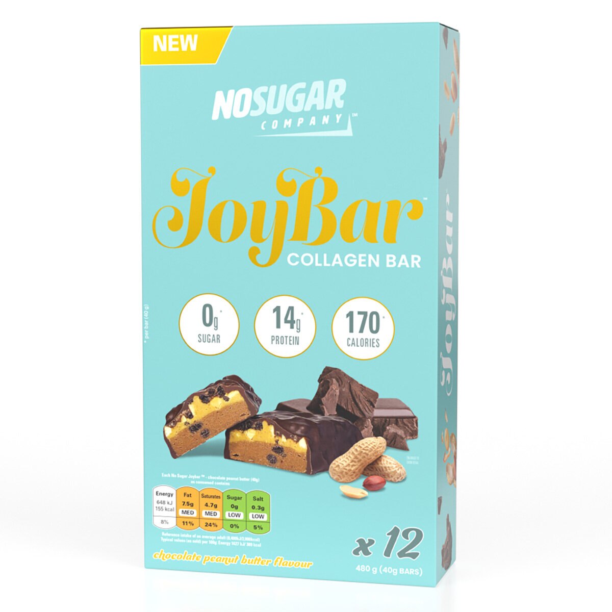 No Sugar Company Joy Bar Collagen Bar, 12x40g