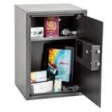 Cut out image of fully opened safe on white background