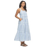 Jezebel Ladies Tiered Dress in Light Blue Stripe Jezebel Ladies Tiered Dress in Light Blue Stripe