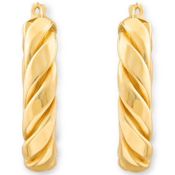 14ct Yellow Gold Twist Oval Hoop Earrings 14ct Yellow Gold Twist Oval Hoop Earrings