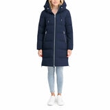 DKNY Ladies Long Down Coat with Hood in Navy