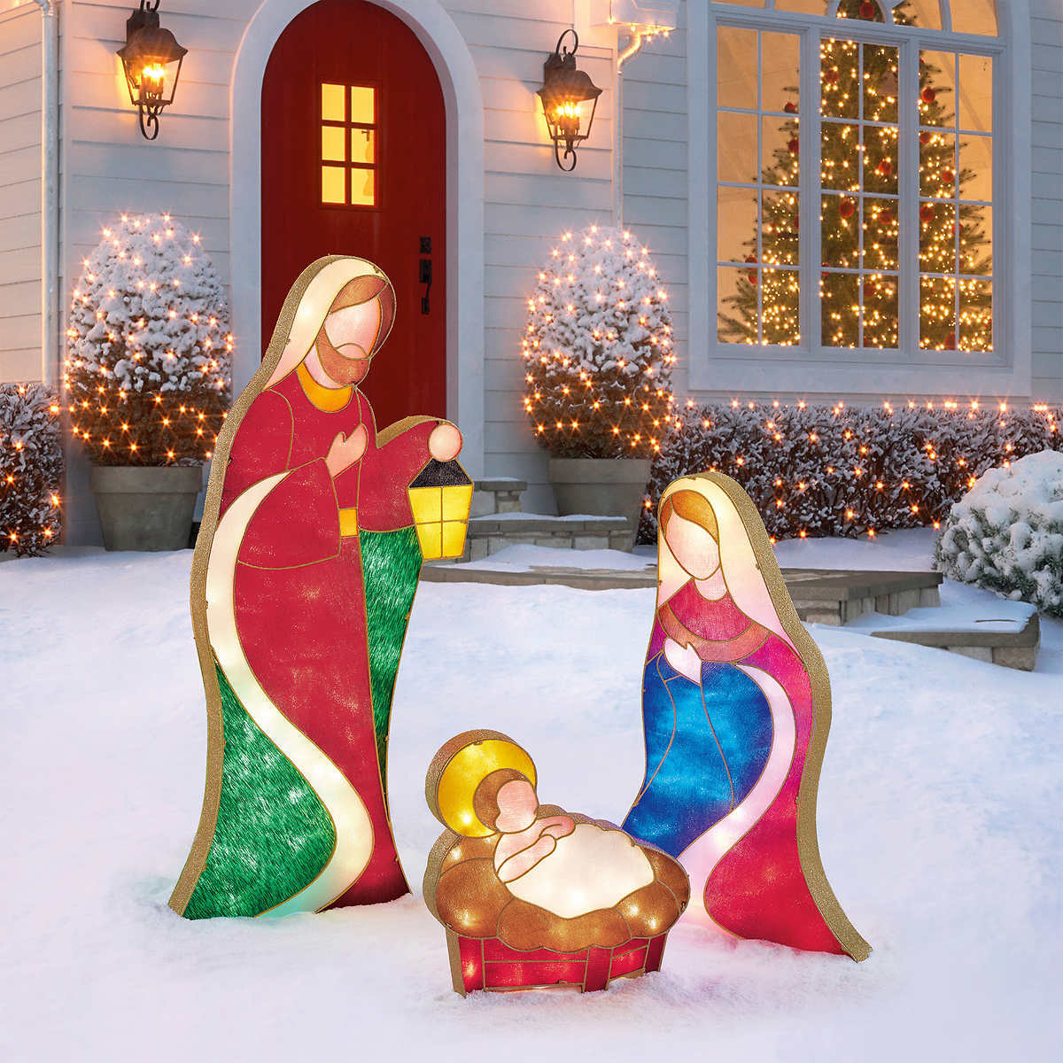 4ft 8 Inch (1.42 m) Indoor / Outdoor Christmas Nativity Scene with 240 LED lights