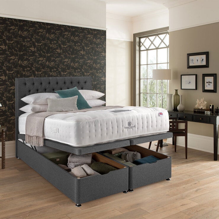 Pocket Spring Bed Company Pemberley Mattress & Grey Divan with Full Ottoman Pocket Spring Bed Company Pemberley Mattress & Grey Divan with Full Ottoman