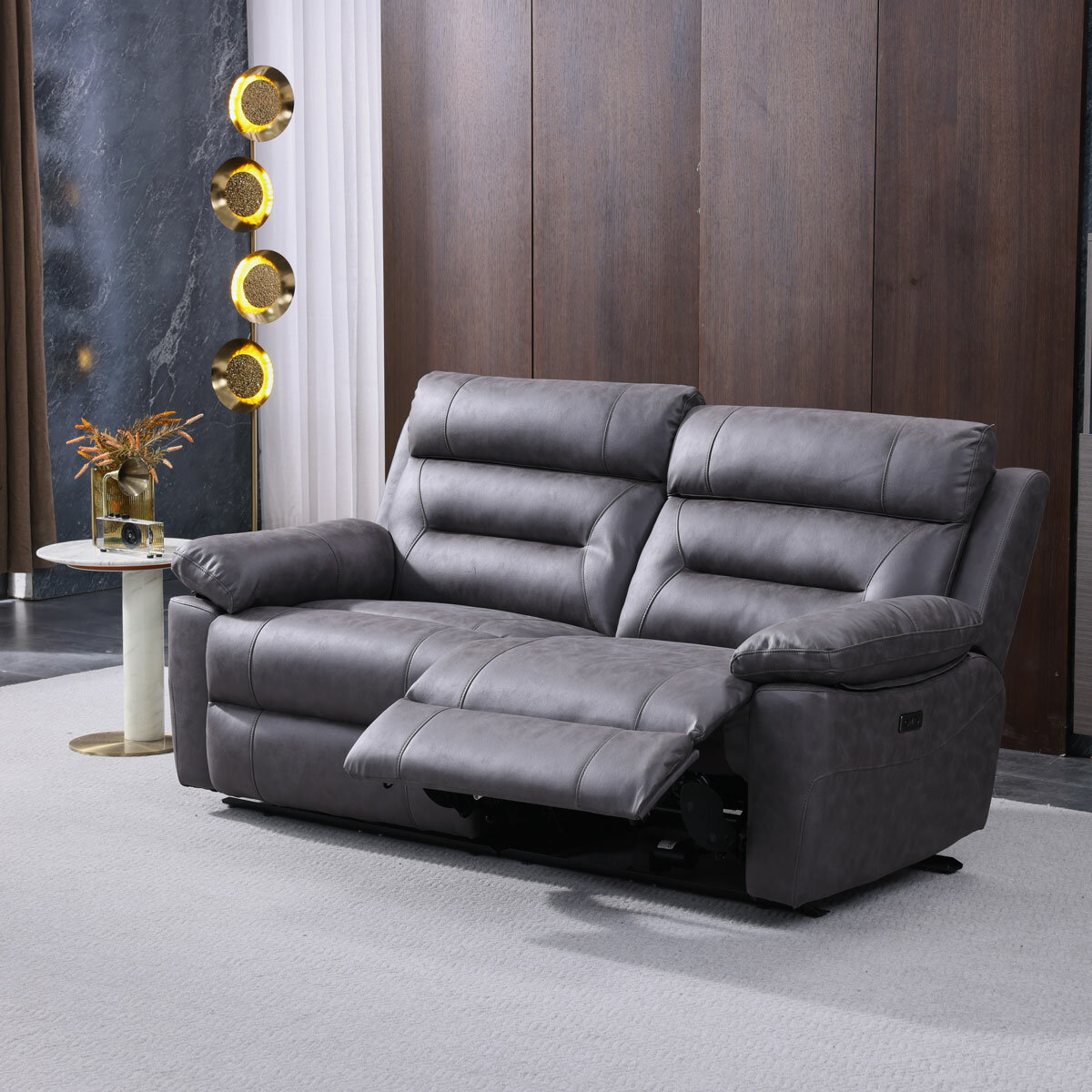 Lucca Grey Fabric Power Reclining Large 2 Seater Sofa Lucca Grey Fabric Power Reclining Large 2 Seater Sofa