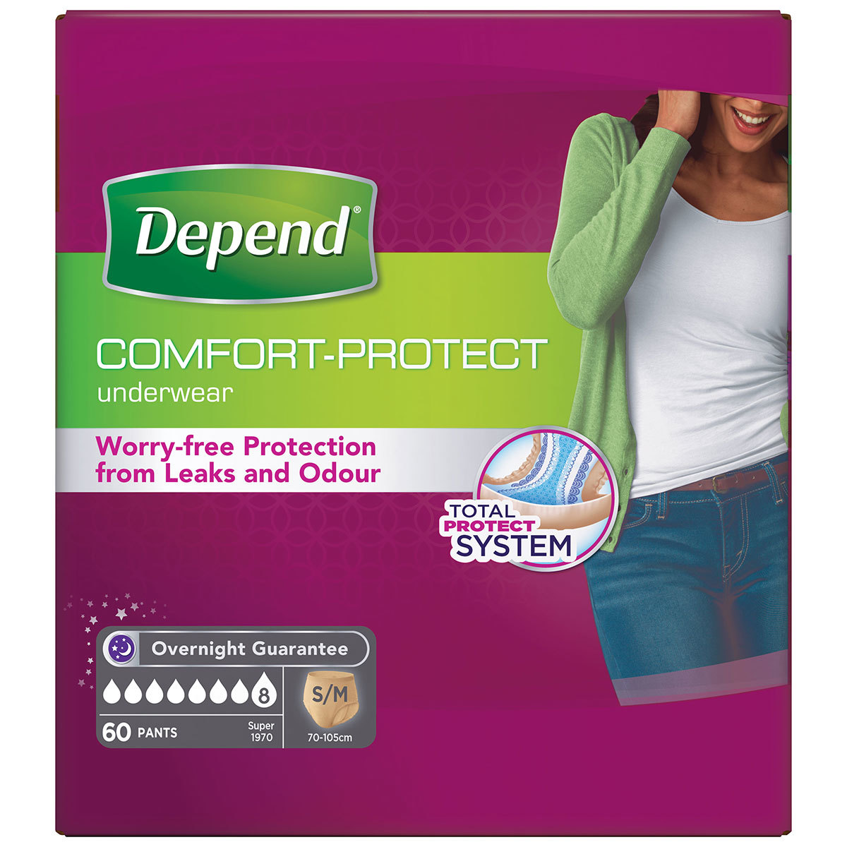 Front of pack image for Depend Comfort Protect S/M