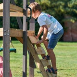 A lifestyle image of a child climbing the latter A lifestyle image of a child climbing the latter