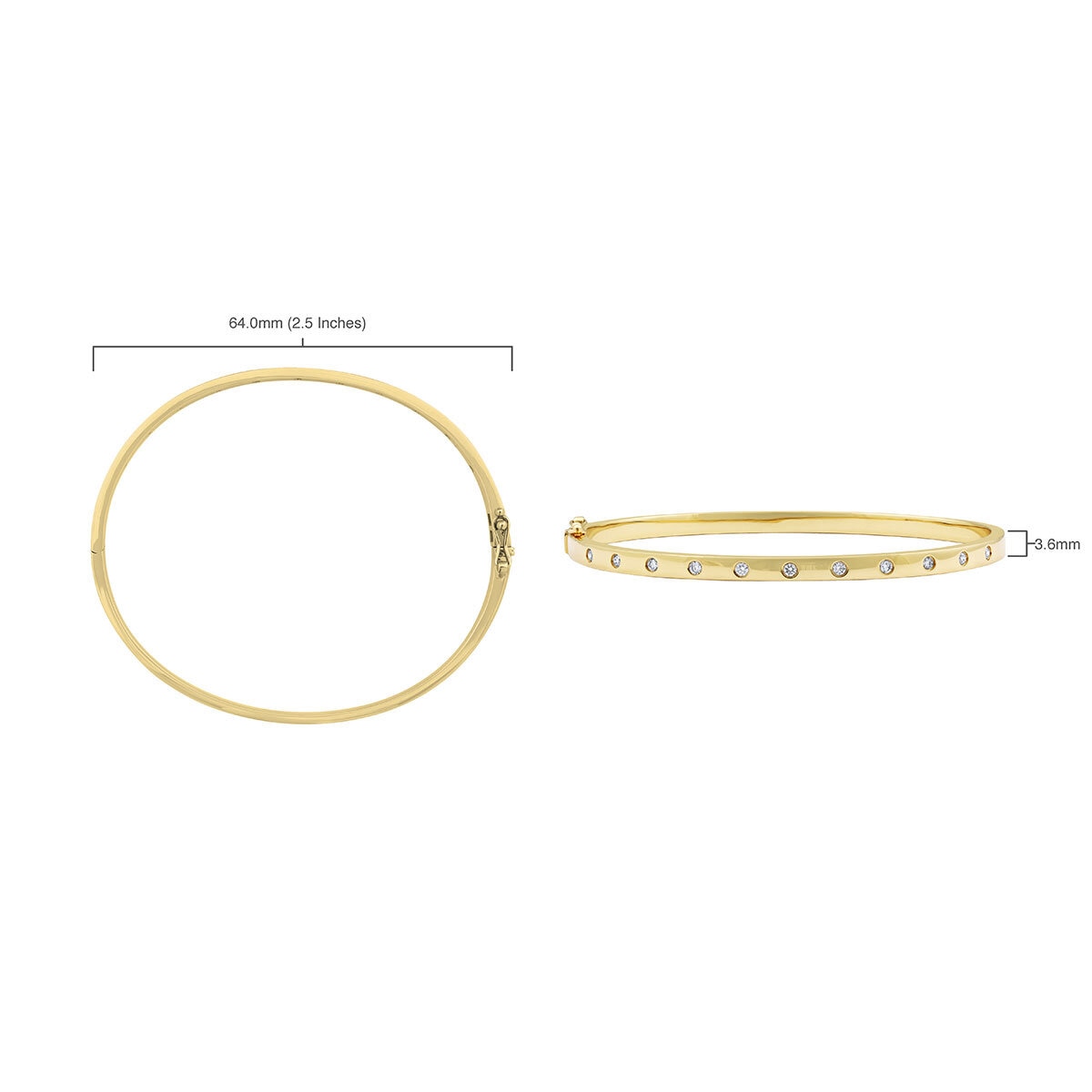 0.30ctw Round Brilliant Cut Diamond Bangle, 14ct Yellow Gold