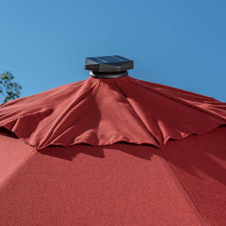 SunVilla 10ft Aluminium AutoTilt 56 LED Umbrella in Red Costco UK