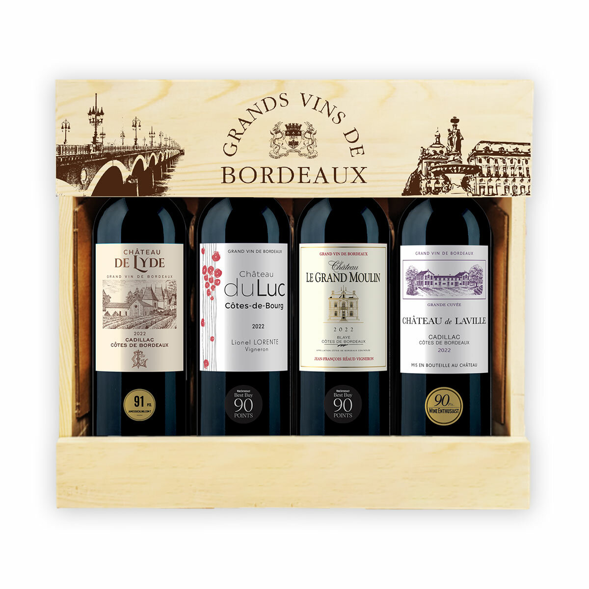 Bordeaux Wine Gift Pack, 4 x 75cl