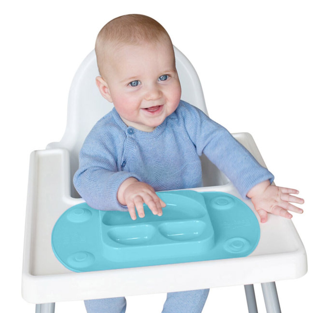 EasyTots EasyMat Mini Divided Suction Weaning Plate in Teal