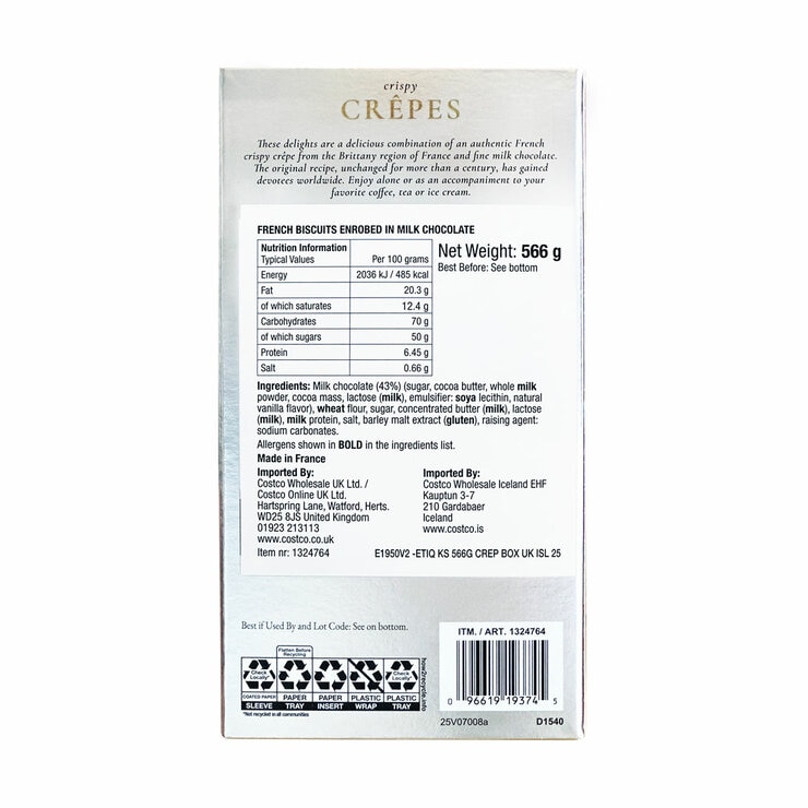 Kirkland Signature Milk Chocolate Crêpes, 566g in Silver Box