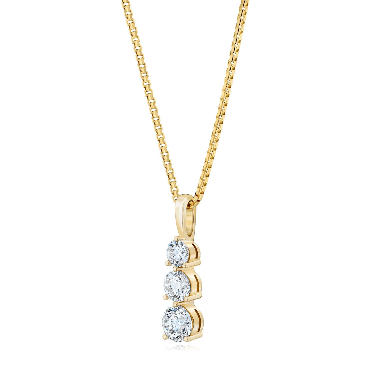 1.00ctw Round Brilliant Cut 3 Stone Diamond Pendant, 14ct Yellow Gold