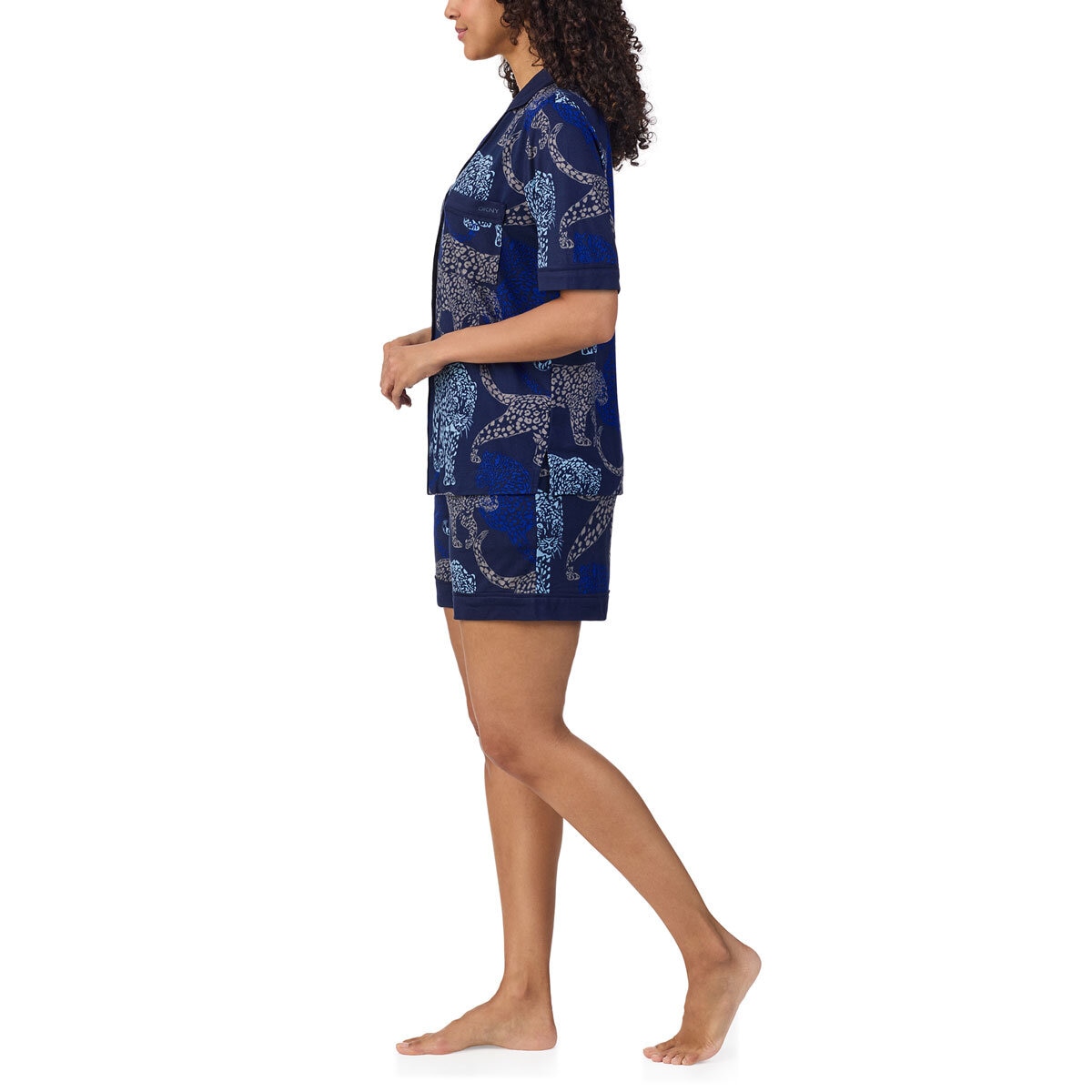 DKNY Ladies Notch Collar 3 Piece PJ Set in Animal Print